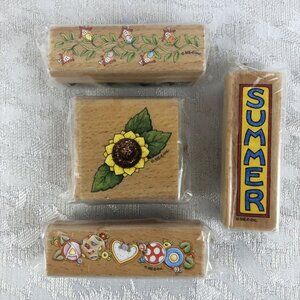 Mary Engelbreit Wood Mounted Rubber Stamps (Retired, Set of 4) Collectible NWT